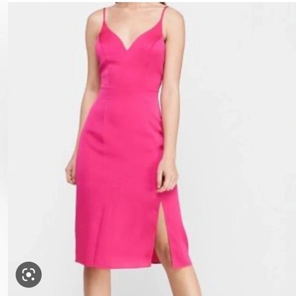 Express Hot Pink Spaghetti Strap Midi Dress size Small - Picture 1 of 6